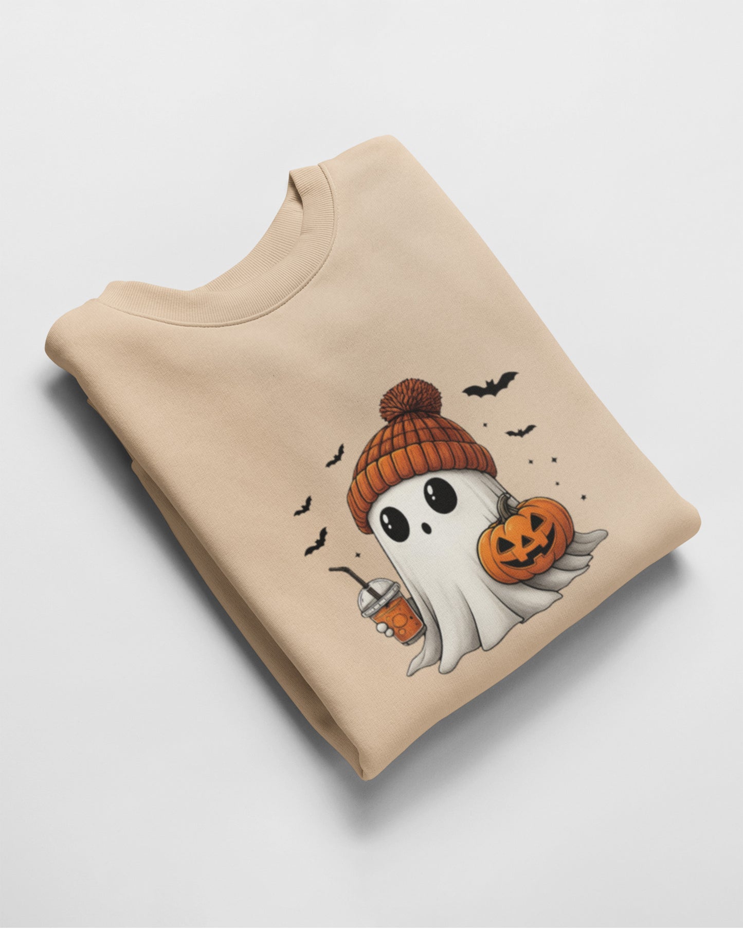 Cute Ghost with Pumpkin: Sweatshirt Unisex
